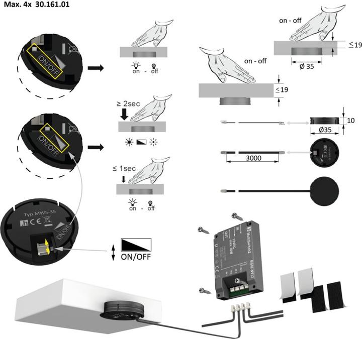 Immagine prodotto Halemeier Interruttore a sfioramento MagicSwitch 12 / 24 / 230 V
