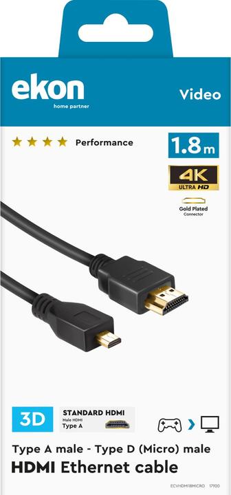 Image du produit Ekon HDMI (Typ A) — micro HDMI (Typ D) (1.80 m)
