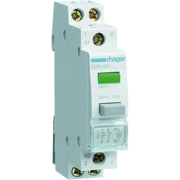 Hager HAG SVN441 Taster, 2Ã mit LED Melder, grÃ¼n, 23, Taster + Schalter, Grün
