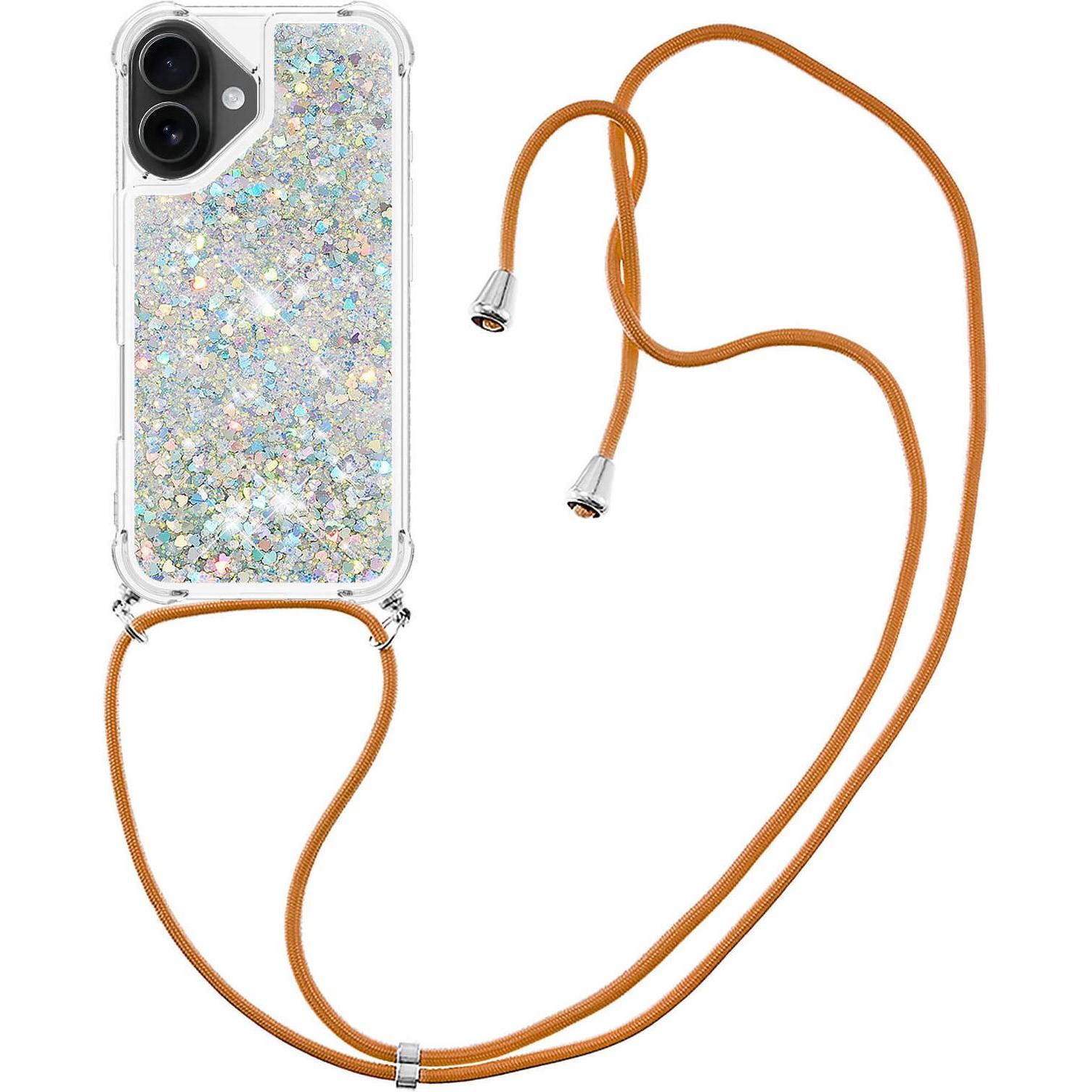 Cover-Discount iPhone 17 - Glitzer Hülle mit Kordel (Apple iPhone 17), Cover smartphone, Argento