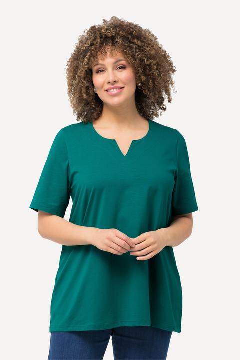 Immagine prodotto Ulla Popken T-shirt dal taglio svasato con scollo a tunica e mezze maniche (42, 44)