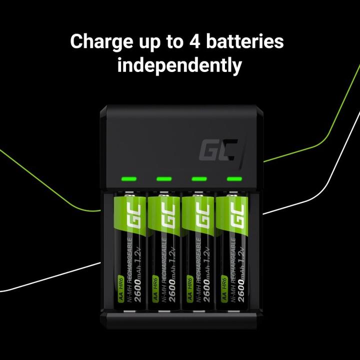 Image du produit GreenCell VitalCharger Set with 4x AAA HR03 - 800mAh Batteries (4 pcs, AAA, 800 mAh, Piles rechargeables + chargeur)