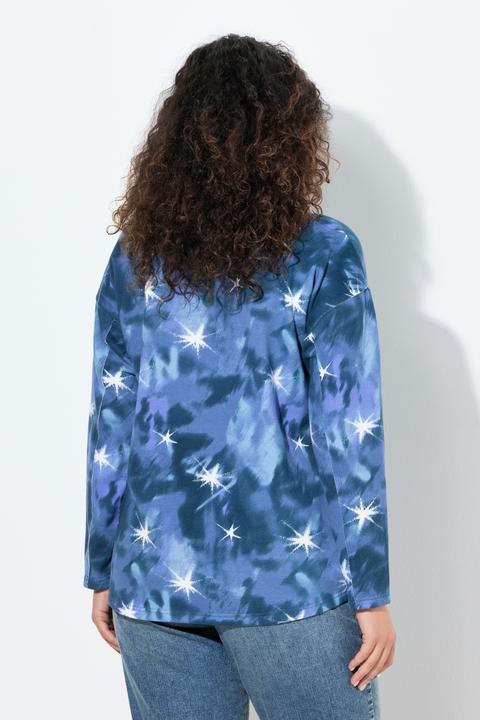 Produktbild Ulla Popken Sweatshirt, Schriftdruck, Perlen, V-Ausschnitt, Langarm (50, 52)
