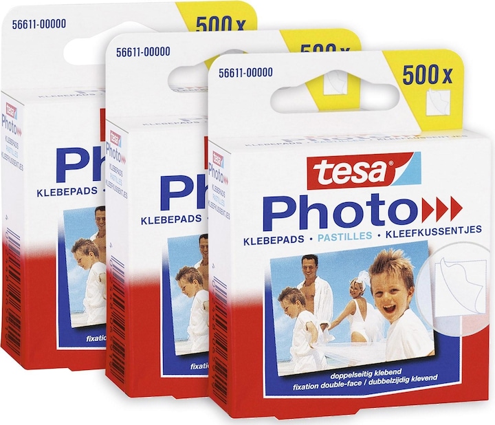 Actual product image tesa 3x photo adhesive pads, self-adhesive for photo book creation, 1500 double-sided adhesive strips