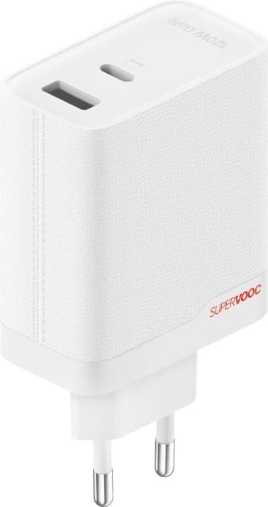 Immagine prodotto OnePlus Adattatore SuperVooc a due porte da 120W + cavo (Tipo-C + Tipo-A) - Bianco (120 W)