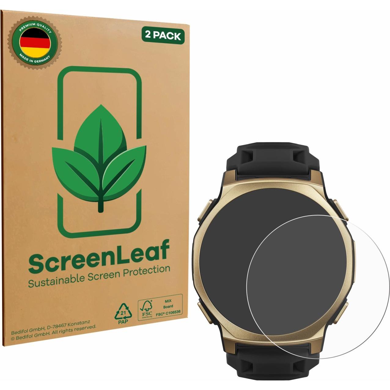 ScreenLeaf Pellicola protettiva, Proteggi Schermo Sostenibili, Clear, Antigraffio, Pellicola protettiva per smartwatch, Trasparente