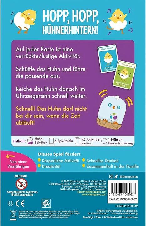 Actual product image Asmodée Asmodee Hopp, hopp, Hühnerhintern! (German, 2 - 6 Players)