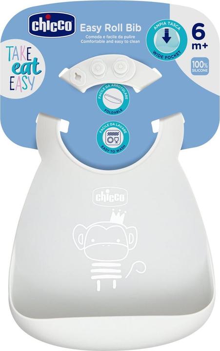 Chicco EASY BIB - Silicone bib - GREY - 6m+ (6 months)