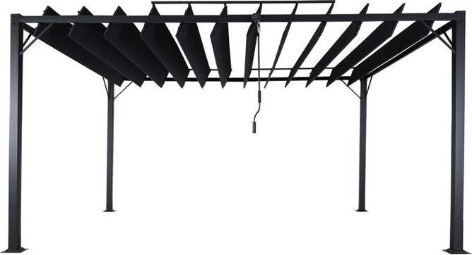 Produktbild Mendler Pergola HWC-L40, Lamellen-Pavillon, 8cm-Alu-Gestell Stoff/Textil, 3x4m anthrazit (388 cm, 295 cm)
