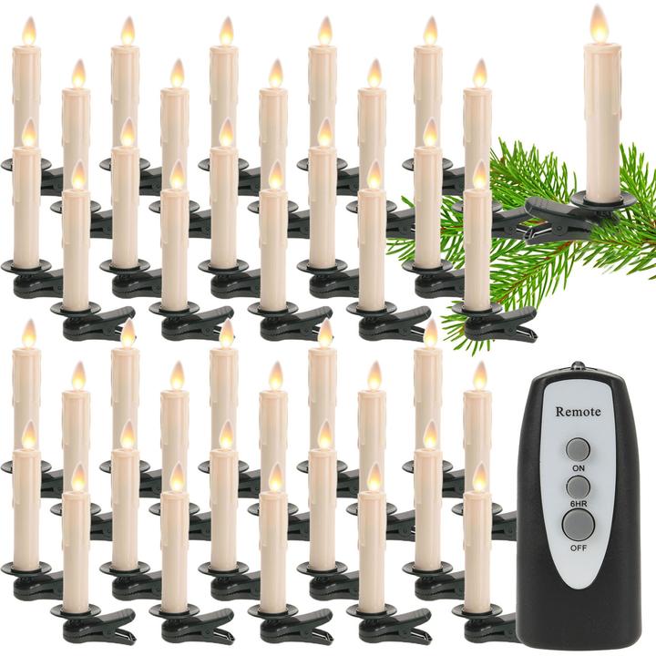 Immagine prodotto ProGarden Candele LED per albero di Natale con telecomando, funzione timer, set da 40 (40 x)