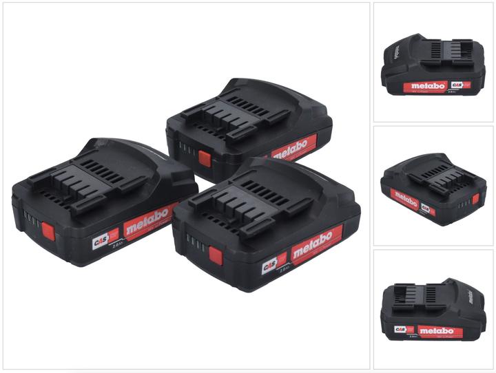 Produktbild Metabo Akku Set 3x Li-Power Akkupack 18 V 2,0 Ah CAS Li-Ion Akku ( 3x 625596000 ) mit Ladestandsanz (18 V)