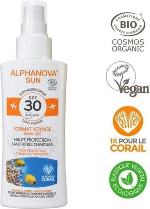 Immagine prodotto Alphanova SUN Spray Travel SPF30 liq ipoallergenico (Spray solare, SPF 30, 90 g)