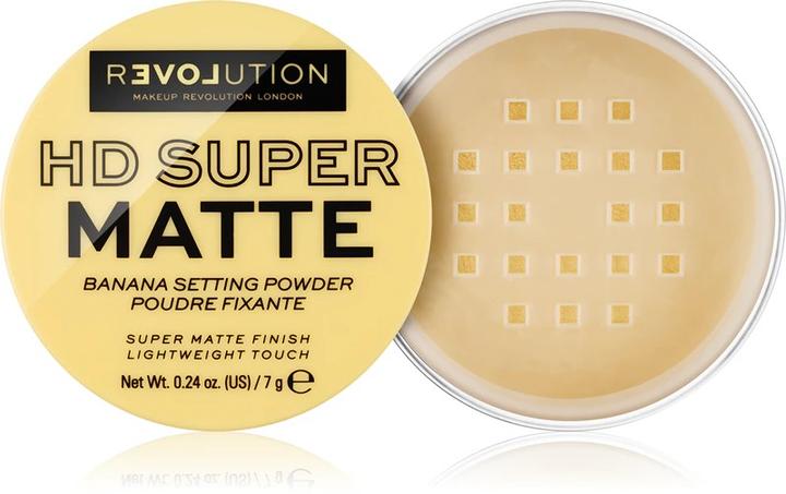 Makeup Revolution Revolution Relove HD Super Matte Banana Setting Powder - Mattifying loose powder (Banana, Transparent)
