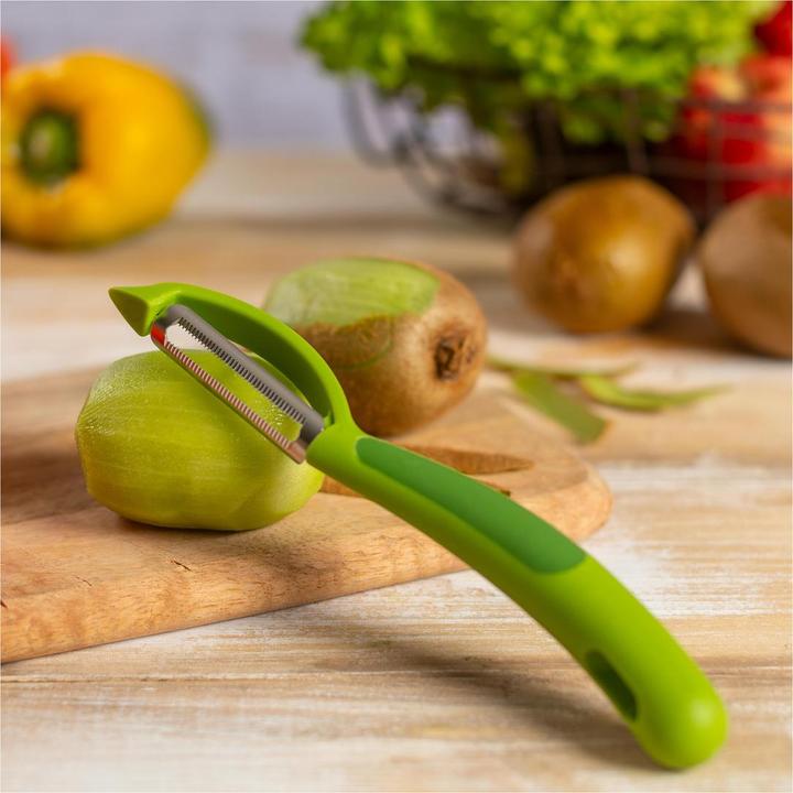 Actual product image Kuhn Rikon Peeler piranha swivel serrated green
