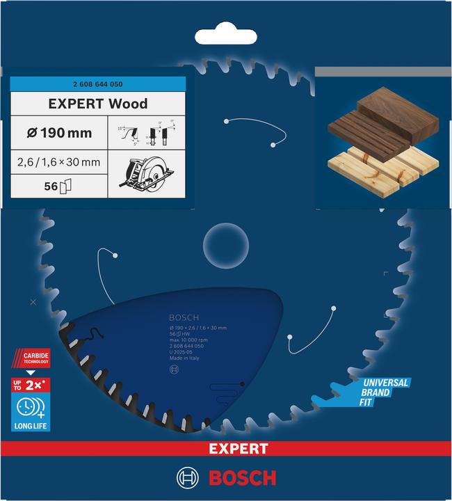 Actual product image Bosch Professional Zubehör Circular saw blade Expert for Wood, 190 x 30 x 2.6 mm, 56