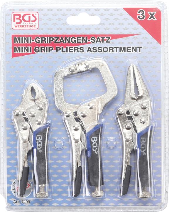 Actual product image BGS Mini Locking Grip Pliers Set 3 pcs.