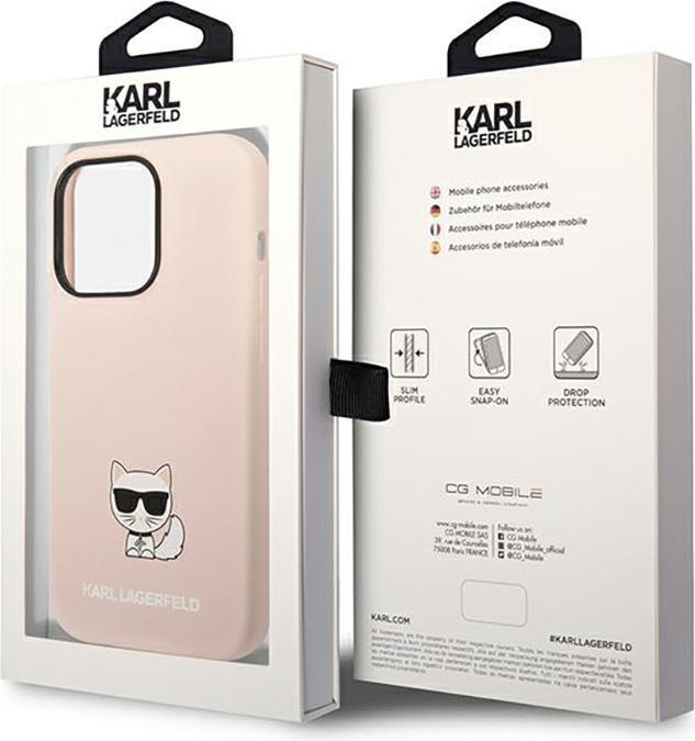 Produktbild Karl Lagerfeld Silicone Cover Choupette Body Logo Pink, f??r Apple iPhone 14 Pro, KLHCP14LSLCTBK (Apple iPhone 14 Pro)