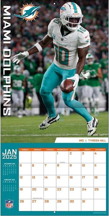 Actual product image NFL - Miami Dolphins - 30.5 x 30.5 cm team wall calendar 2025 (30.5 x 30.5 cm, French, Italian, Spanish, German, English)