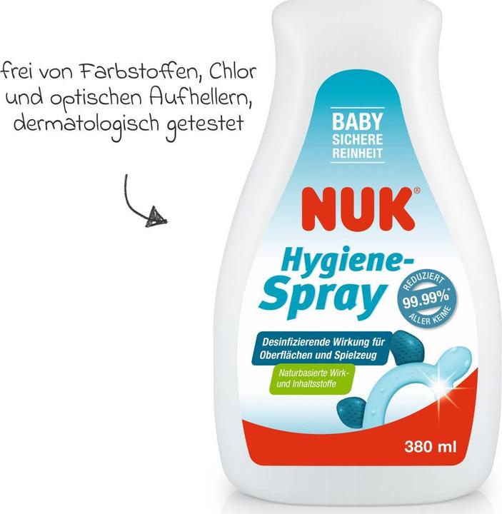 Produktbild NUK Hygiene Spray, 380ml, desinfizierende Wirkung für Oberflächen und Spielzeug