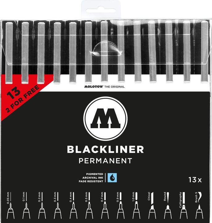 Molotow Blackliner Permanent Komplettset 13-teilig (Noir, 13 x)