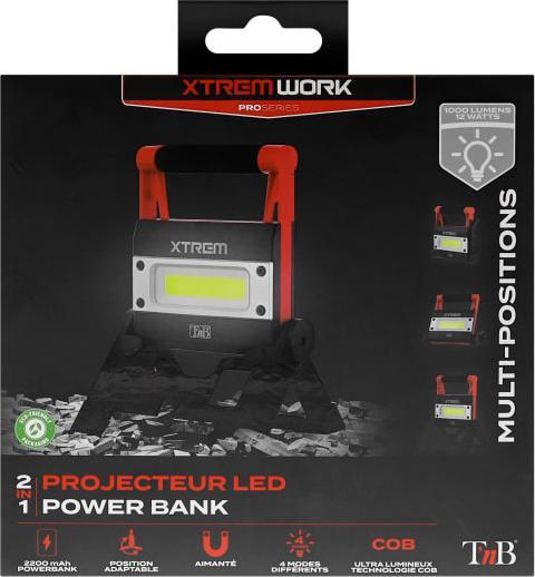 Produktbild T'nB Xtremework Scheinwerfer 1000 Lumen 4 Modis, 12W, eingebaute Powerbank (15 cm, 1000 lm)