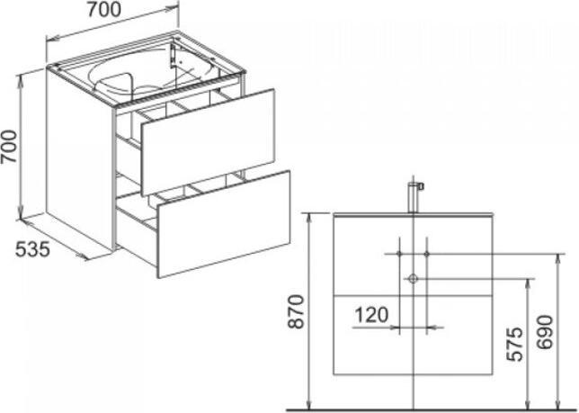 Actual product image Keuco Vanity unit EDITION 11 700x700x535mm m LED-I-Bel white sdm