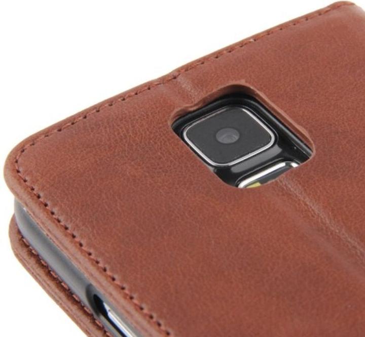 Produktbild König Design Schutzhülle Handytasche (Flip Quer) für Handy Samsung Galaxy S5 / S5 Neo Braun (Samsung Galaxy S5, Samsung Galaxy S5 Neo)