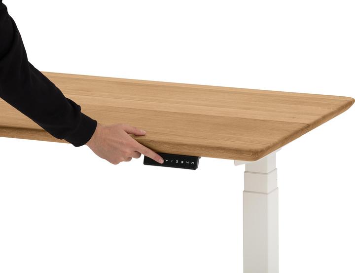 Produktbild Oakywood Standing Desk Holztisch mit Höhenverstellung - aus Massivholz - Eiche / 120x60 / Weiss - (120 x 60 cm)