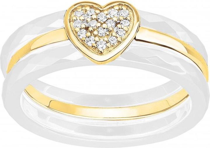 Ceranity Plaque-Ring - Weisse Keramik - Herz - Zirkonia