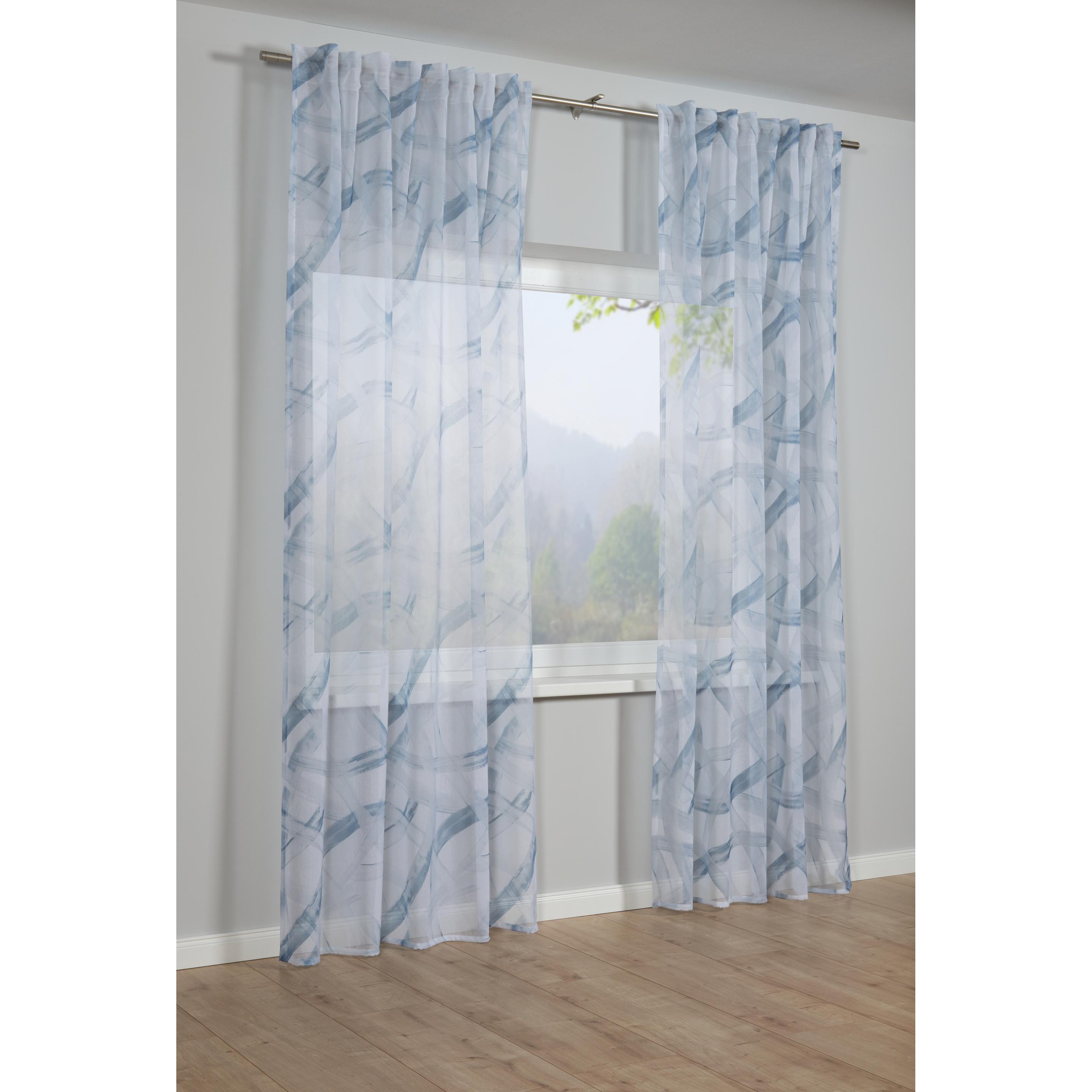 Thumbnail - Gardinia, Vorhang, Schal mit Gardinenband, Dolly-Voile mit Druck (140 x 245 cm)