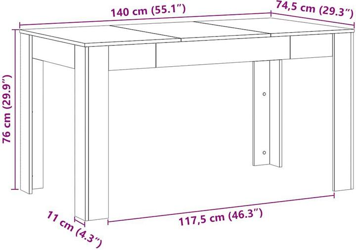 Image du produit vidaXL Esstisch (140 x 74.50 x 76 cm)