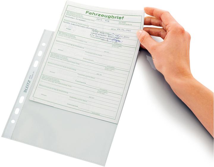 Actual product image Leitz Leaflet sleeve standard, A5, PP, crystal clear, 0.08 mm open top, document-proof, punching: Euroloc (A5, 100x)