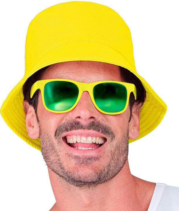 Actual product image Widmann 80s neon bucket fisherman hat in neon yellow