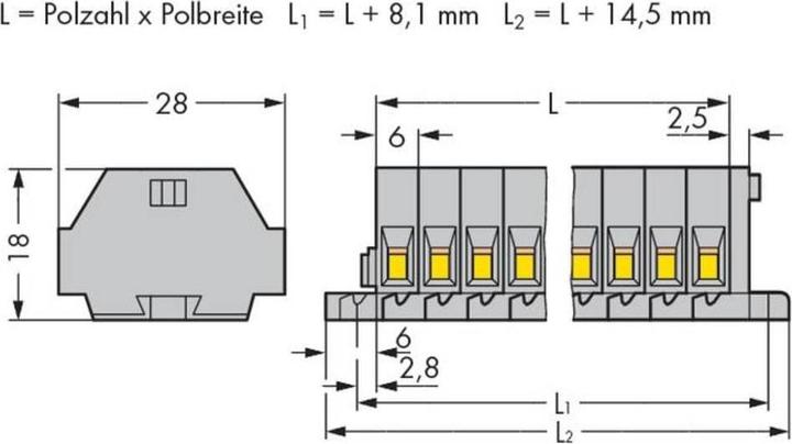 Productafbeelding Wago 2-draads klemmenstrook 2,5 mm 6-polig