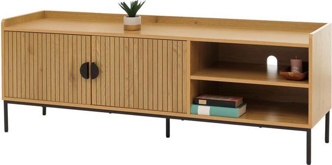 Actual product image Mendler TV-Rack HWC-O39, Melamin MDF 56x150x40cm – natur (150 x 40 x 56 cm)