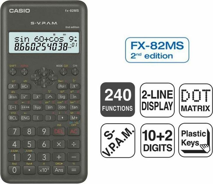 Actual product image Casio FX-82MS 2nd Edition (Batteries)