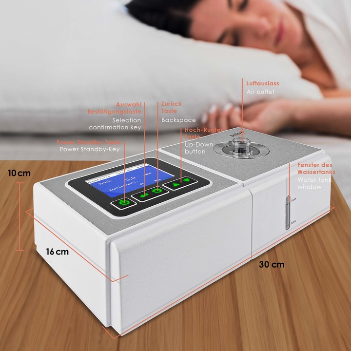 Actual product image Pulox Auto CPAP sleep apnoea therapy device with face mask