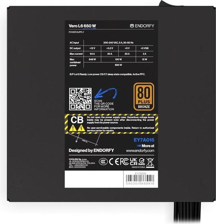 Actual product image Endorfy Vero L6 Bronze 650W EY7A015 (650 W)