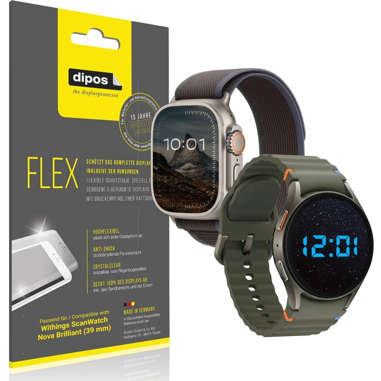 Dipos 3D Full Cover Schutzfolie, Smartwatch Schutzfolie, Transparent