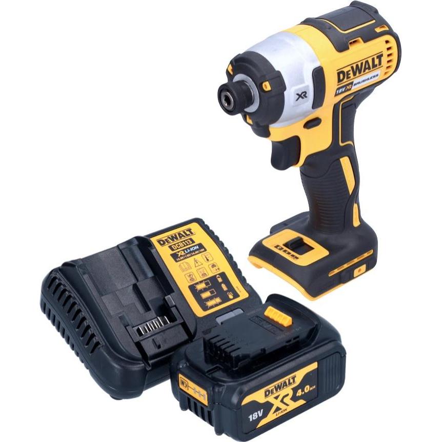 Thumbnail - DeWalt, Bohrmaschine + Akkuschrauber, DCF 887 M1 Akku Schlagschrauber 18 V 205 Nm 1/4" Brushless + 1x Akku 4,0 Ah + Lade...