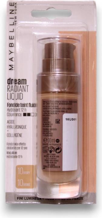Image du produit Maybelline New York Maybelline Dream Satin Fond de teint liquide 10 Ivory Spf 13 - 30 Ml (10 Ivoire)