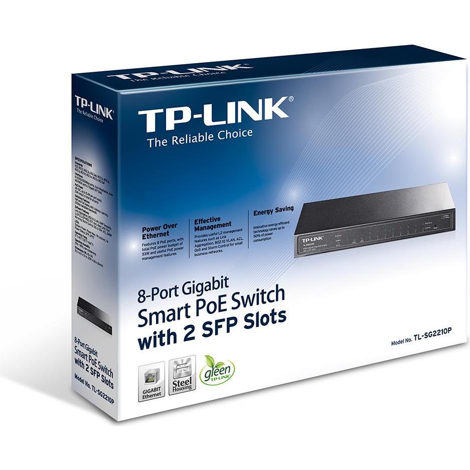 Thumbnail - TP-Link Tl-Sg2210p (10 Ports), Netzwerk Switch, Schwarz