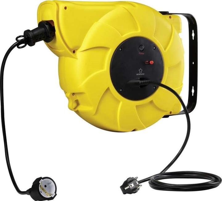 Productafbeelding Renkforce Kabelhaspel 22,00 m Zwart Aardingscontactstekker 1300042 (22 m, 1.50 mm²)