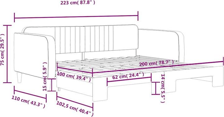 Actual product image vidaXL ausziehbares Tagesbett