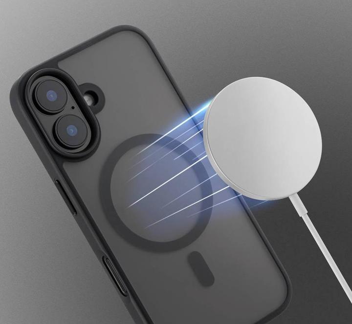 Actual product image Renkforce RF-6676268 Backcover Apple iPhone 16 Black, Transparent Inductive L (Apple iPhone 16)