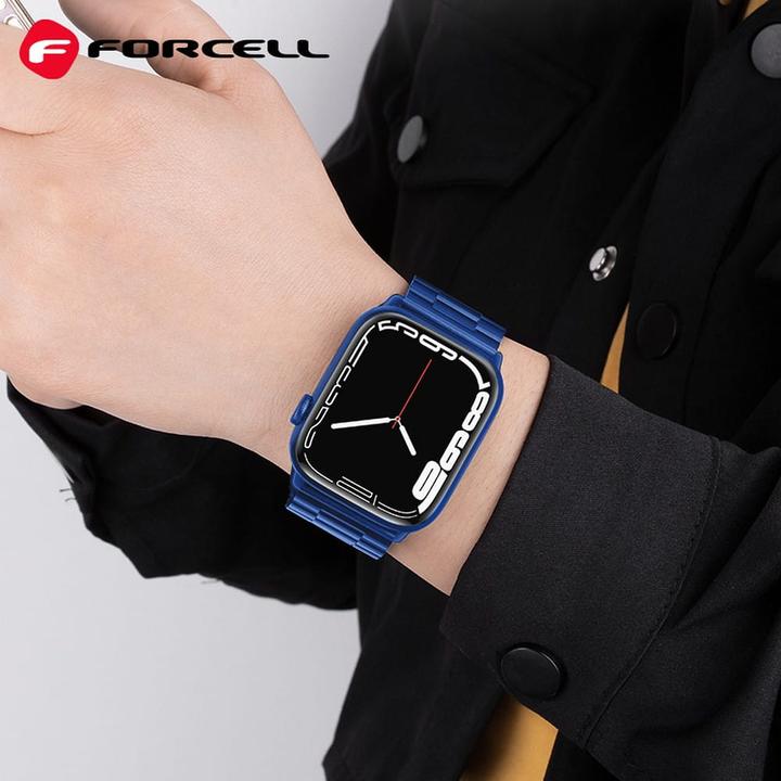 Actual product image Forcell Strap F-DESIGN FA10 stainless steel strap for APPLE Watch 38 / 40 / 41 mm blue (Stainless steel)