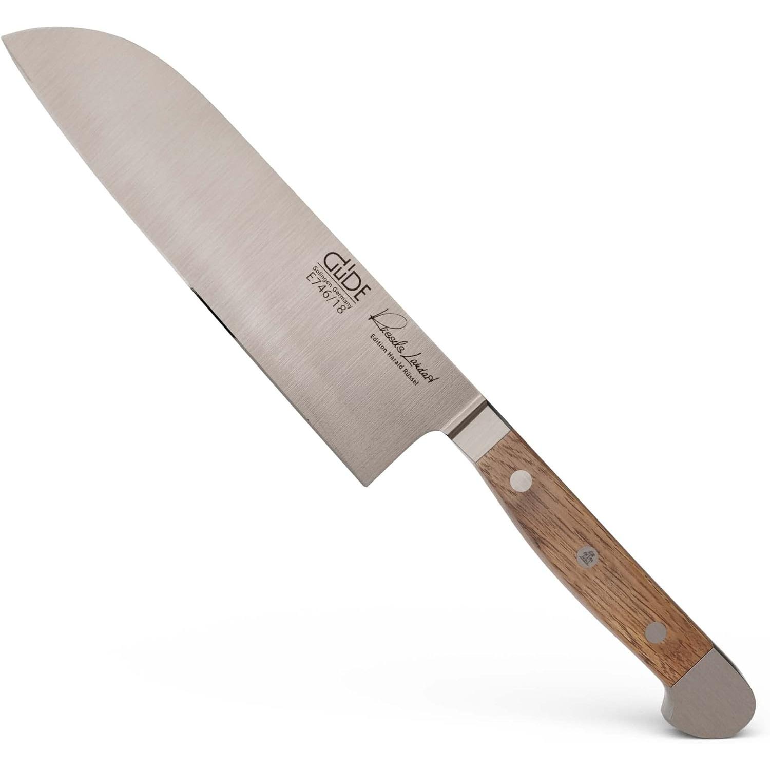 Güde Santoku Messer, Serie Alpha, Doppelkropf, Griff Fasseiche (18 cm) (E746/18)