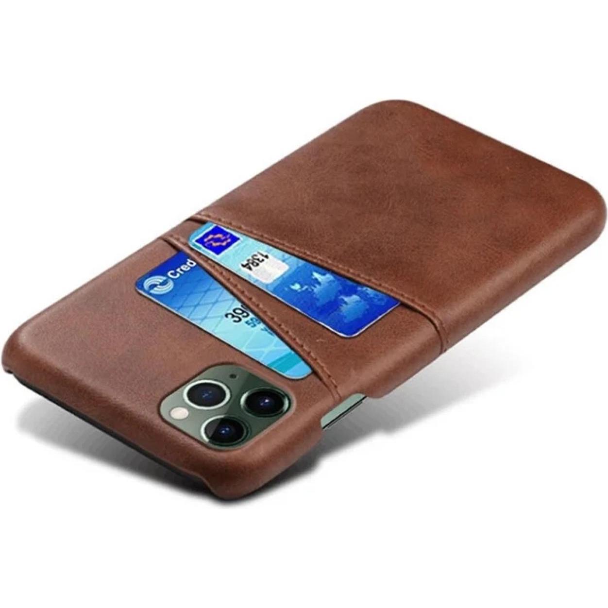 Screenguard CardCaddy Apple iPhone 15 Pro Leder Backcase mit Kartenfächern (Apple iPhone 15 Pro), Smartphone Hülle, Brau...