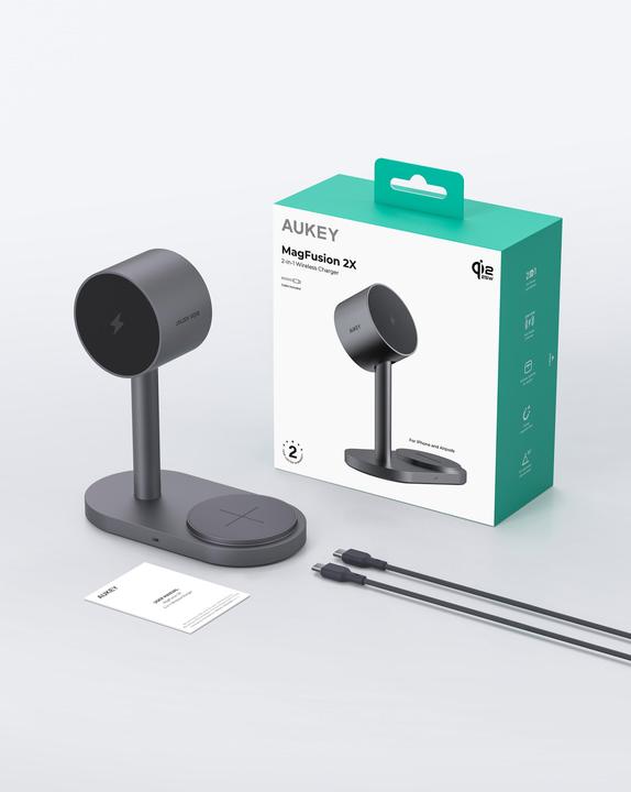 Actual product image Aukey MagFusion 2-in-1 Wireless Charger (25 W)