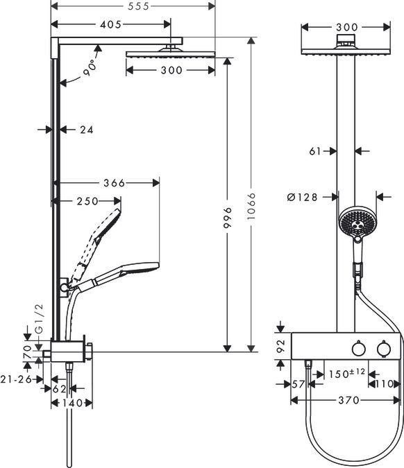 Produktbild hansgrohe Showerpipe Raindance E 300 1jet